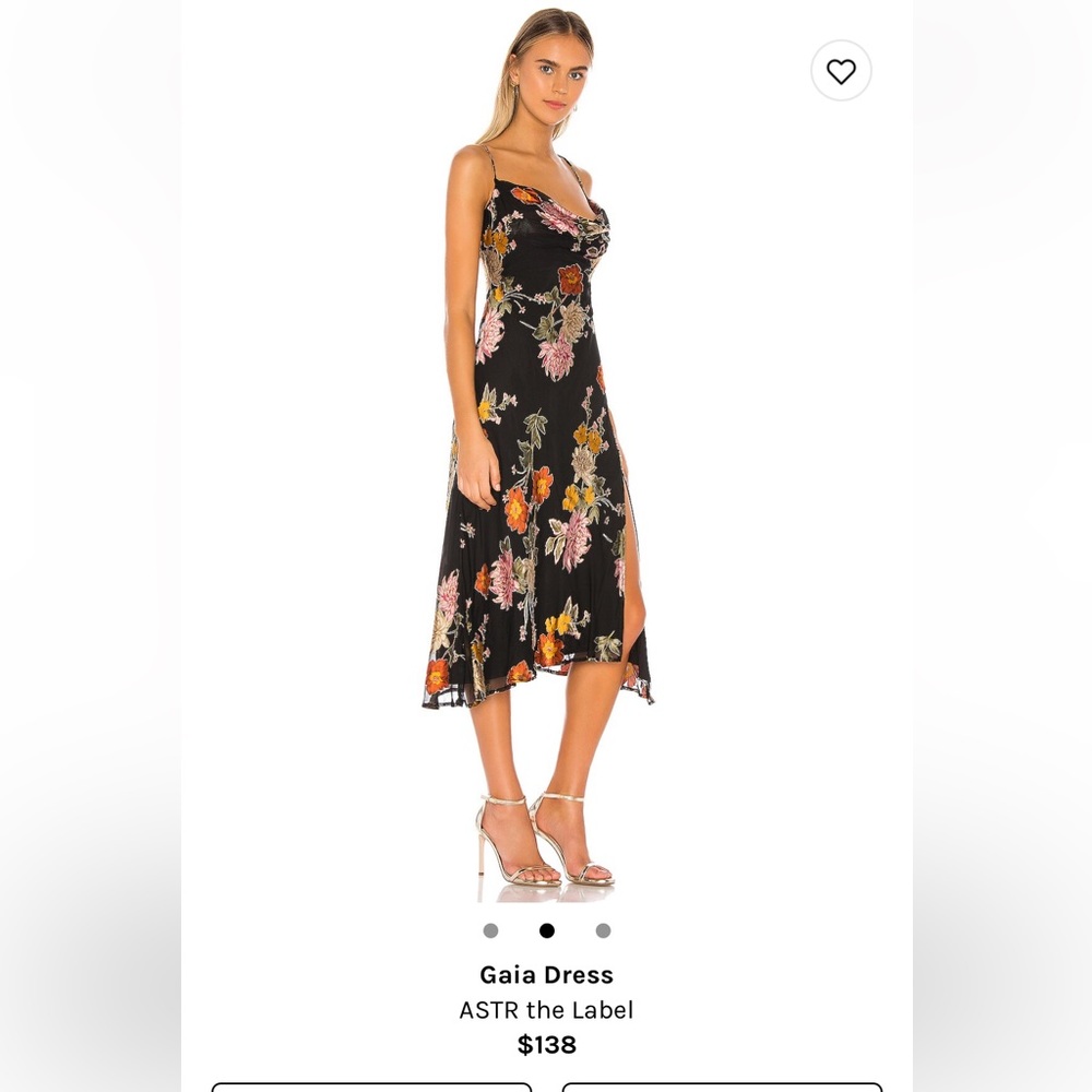 astr the label black silk floral midi dress